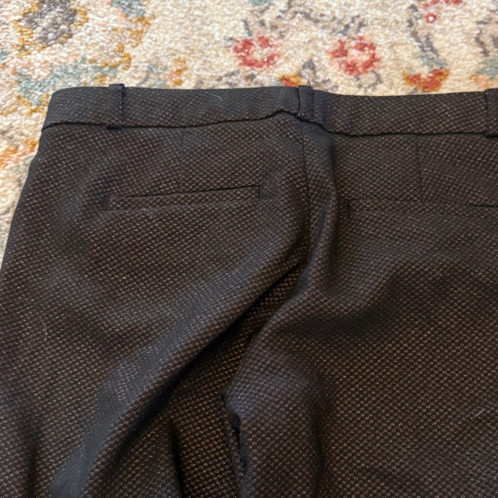 Banana Republic Sloan Black Copper Metallic Jacquard Ankle Pants Petite 6P
